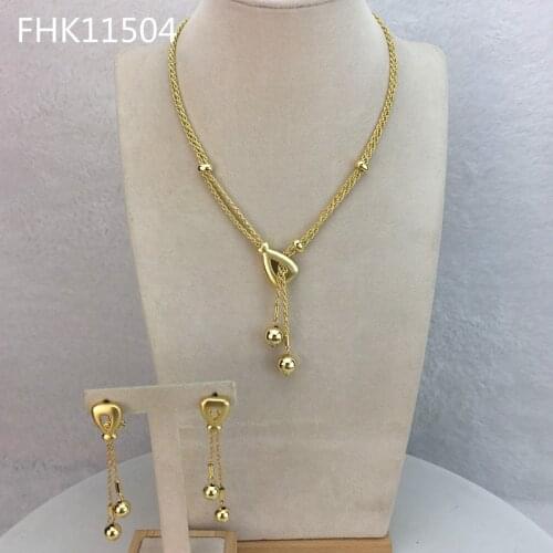 Yuminglai Simple Jewelry Dubai Costume Jewelry Sets Necklace and Earrings FHK11504
