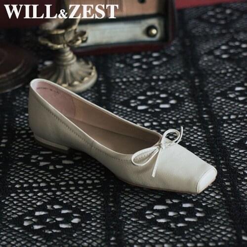 Will&Zest Sweet WomenS Flat Shoes Moccasin Ballet Heel Square Toe Beautiful Shoes Summer Dress Ladies 2020 Bridal Wedding