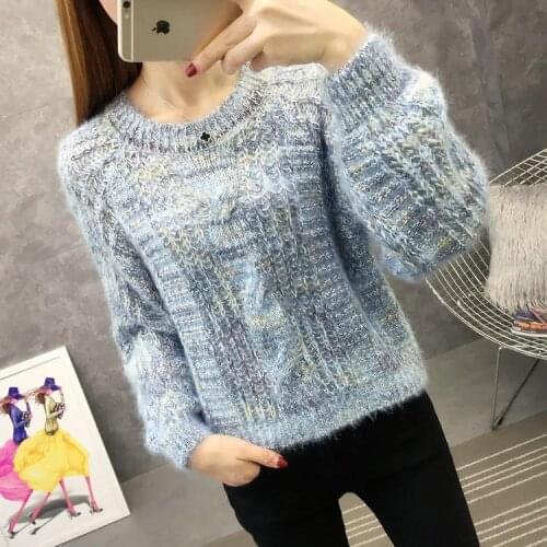 2021 Spring Winter Woman Solid Pullover Female Elegant O-Neck Long Sleeve Ladies Loose Knitted Jumper Sweater Pullover H304
