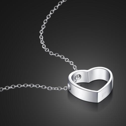 Hot sales Fashion100% 925 Sterling Silver Necklace New Simple Heart Pendant choker Woman Brand charm Solid silver jewelry