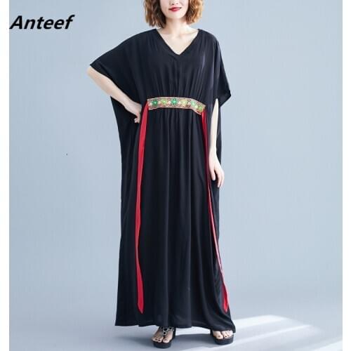 Cotton satin vintage plus size women casual loose maxi long summer sun beach dress elegant clothes 2021 ladies dresses sundress