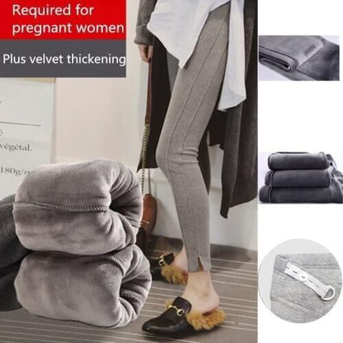 2020 Large Size Maternity Winter Warm Leggings Pregnancy Thick High Waist Pants For Pregnant Women Soft Plus Velvet