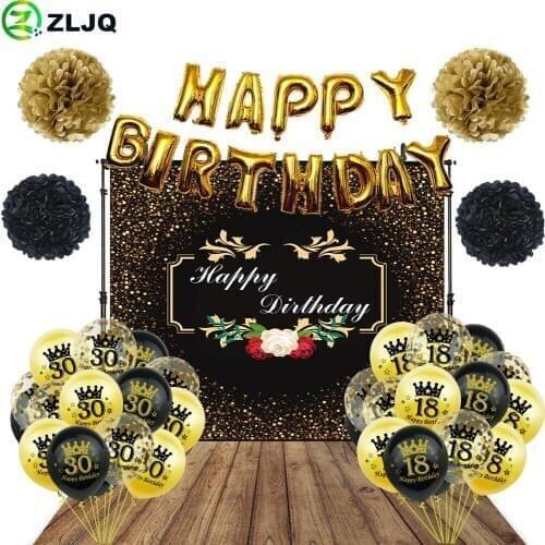 ZLJQ 51PCS 30th 40th 50th Balloons Adult Happy Birthday Party Background Decorations Letters Foil Confetti Balloon Home Decor