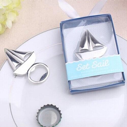 100pcs/lot Wedding favor Beach favor Set Sail Sailboat Bottle Opener Wine Opener Wedding Party Gifts Free shipping