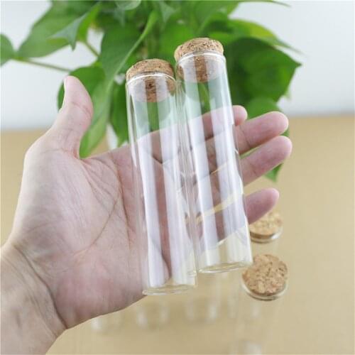 12 Pieces 30*120mm 60ml Glass Jars Mini Cork Glass Bottle Stopper Spicy Storage Bottles Container Vials DIY Craft Test tube