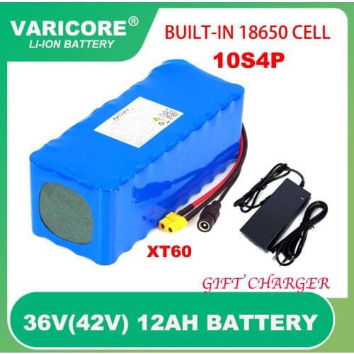 36V 12Ah 18650 Li ion Battery pack 10s4p High Power XT60 plug Balance car Motorcycle Electric Bicycle Scooter BMS+ 42v Charger