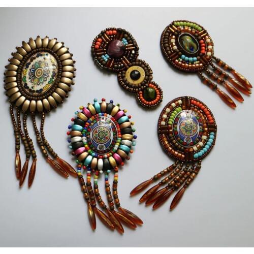 3D Handmade beaded folk-custom Patches for clothing DIY sew on sequin rhinestone parches Beaded applique parches bordados para