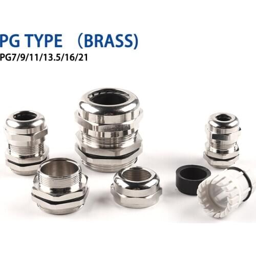 5pcs PG7 4-6.5mm/PG11/13.5/16 /21 Brass nickel Metal waterproof cable glands Cable bushings connector for high quality cable