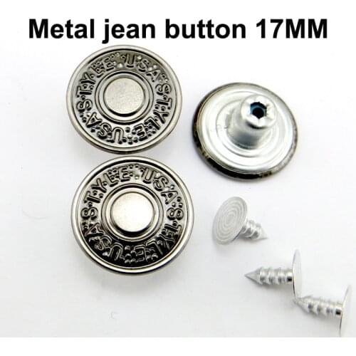50PCS Metal Jeans Sport Button 17MM Decorative Clothes Accessory Garment Word Trousers Buttons Fit MJB-350