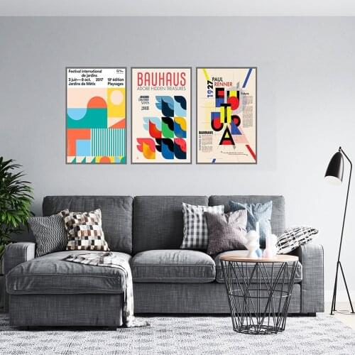 Bauhaus Art Canvas Painting Abstract Poster Wall Pictures, Modern Minimalist Home Decor