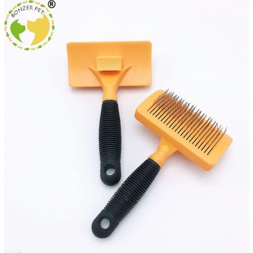 Bonzerpet Pet Automatic Hair Brush Needle Remover Rake Comb For Dog Cat Shaggy Hair Fur Shedding Trimmer Grooming Tool