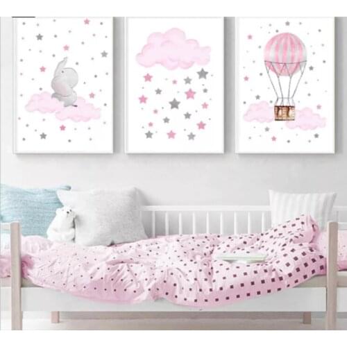 Children Poster Cloud Balloon Baby Nursery Wall Art Canvas Print Painting Decorative Picture Nordic Kid Girl Bedroom Decoration