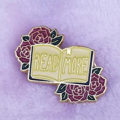 Read more book enamel pin lapel hat Geek chic fashion gift for librarian teacher