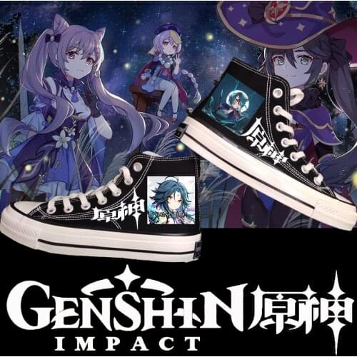 Game Genshin Impact Cosplay Klee Paimon Barbatos Xiao fashion shoes casual college anime cartoon students 4 styles shoes canvas