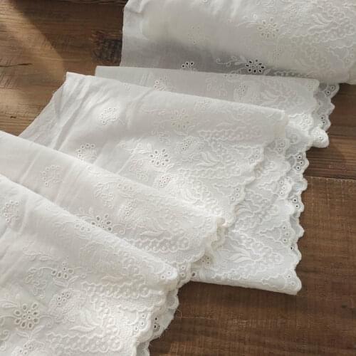 27cmx 100cm Widened New Beige Lace Cloth Hollow Embroidered Wavy Edge Home Fabric Craft Clothing Skirt Material