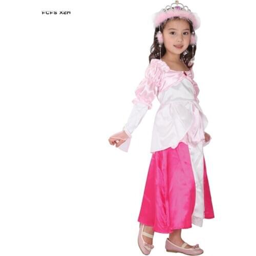 M-XL Pink Cute Girls Princess Cosplay Kids Children Halloween Arabian Costumes Carnival Purim Stage Show Role play party dress