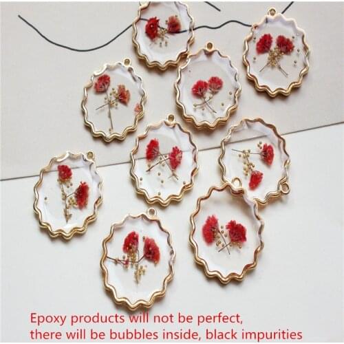 Min order 20pcs/lot Dried flower/beads core geometry rounds shape alloy floating locekt charms diy jewelry earring accessory