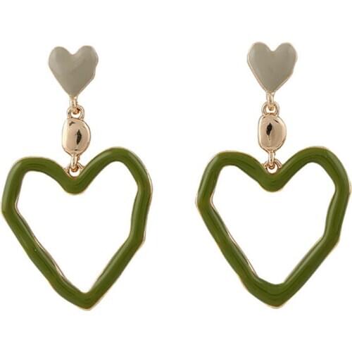 Ydgy fashion new green ceramic heart-shaped temperament Earrings women accessories wholesale