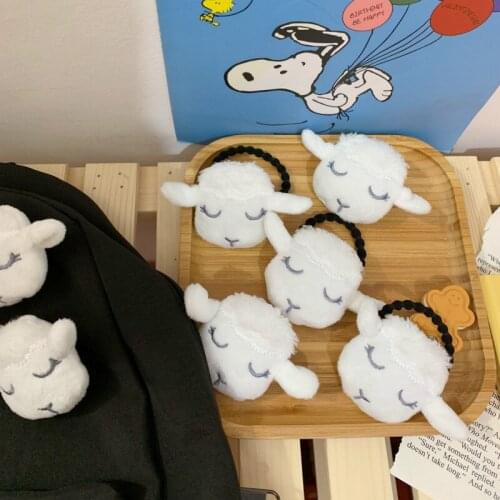 Cartoon Cute jewelry sheep pin cartoon plush stereo Hairband student school uniform brooch bag pendant Hair Ties