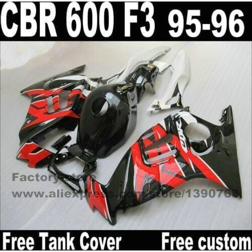 Fairings set for HONDA CBR 600 F3 1995 1996 glossy black red high quality fairing kit cbr600 95 96 CN71