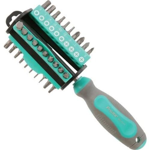 30-in-1 Proskit SD-2313 Triangular Storage Screwdriver Set, Mobile Computer Repair Kit, Flat/Cross/Pozi/Star/Hex screwdriver