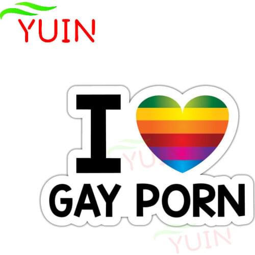 Personality Rainbow I Love Gay Porn Sexy Car Sticker Creative Fashion Decals PVC Auto Parts Beautifully Waterproof Decal 13*8cm