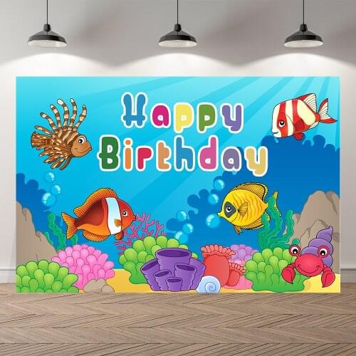 Neoback Underwater Fish Coral Photo Baby Mermaid Kids Birthday Photography Background Photographic Backdrop For Studio Shoot
