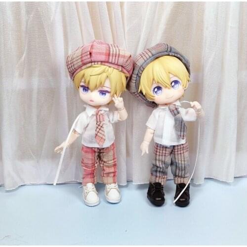 OB11 P9 Babys Spring and Autumn Daily Uniform doll clothes suit shirt+tie+pant+hat