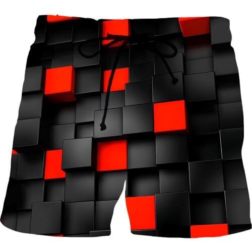 Space Graphic Beach Shorts For Men 3D Pattern Cube Boardshorts Men/Women Short Pants