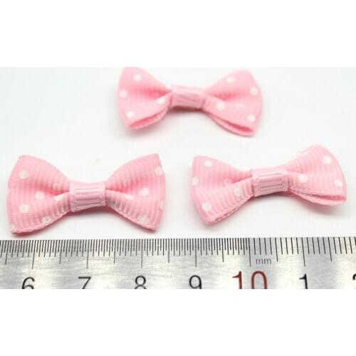 400pcs 30mm small Pink Polka Dot Fairy Kei Bow Ties Grosgrain Ribbon Bow Applique Kawaii Bows Pink Hair Bowties Jewellery DIY