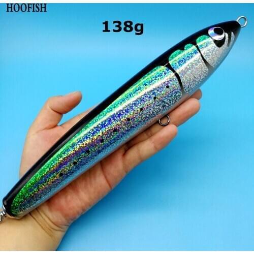HOOFISH 1PCS Stickbait GT Surface Trolling Wood Pencil Fishing Lure 138g /230mm Free Shipping Handmade Hard Bait