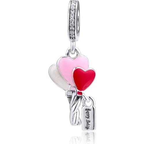 CKK Fit Pandora Bracelet Heart Balloons Charms 925 Original Sterling Silver Charm Beads for Jewelry Making Bead Kralen Perle