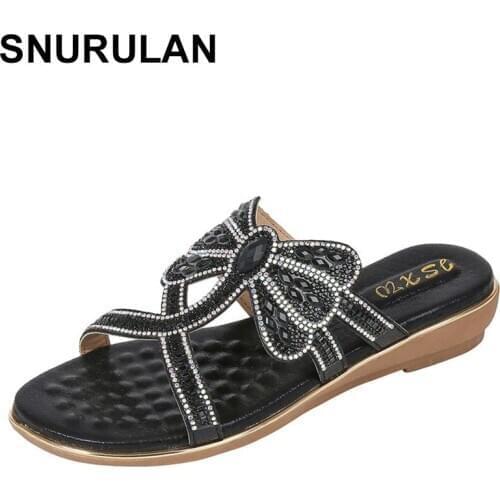 SNURULAN New Arrivals Crystal Ladies Sandals For Woman Leisure Rhinestone Casual Shoes Casual Women Sandals Personalized Birthda