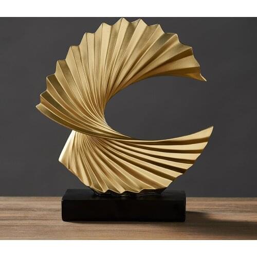 Modern Decor Abstract Sculpture Resin Sculptur Art Golden Statue Living Room Home Decoration Office Desk Decoration Accessories