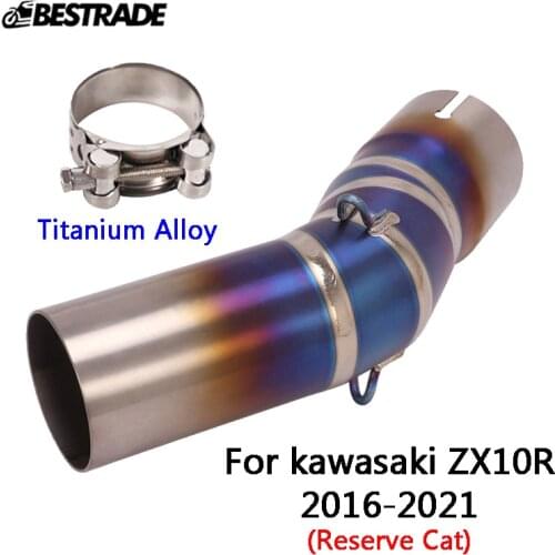 Middle Pipe For Kawasaki ZX10R 2016-2021 Exhaust Reserve Catalyst Pipe Mid Link Connect Tip Motorcycle Titanium Alloy Blue Color