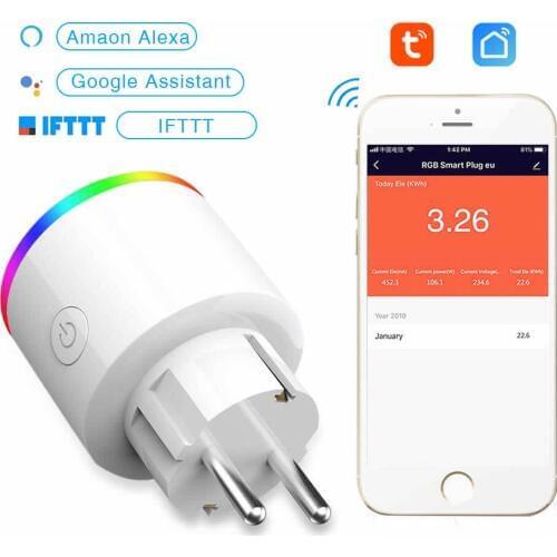 Tuya(Smart Life) wifi remote control Smart Socket with energy monitoring over/under voltage protection for Smart home
