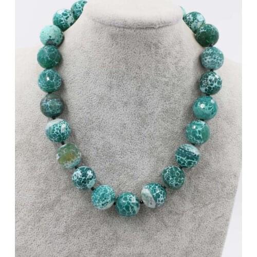 Wow! green stone round faceted 18mm necklace 18inch wholesale beads FPPJ