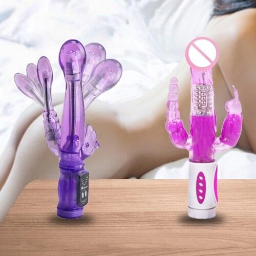 ORISSI Bunny Triple Pleasure Rabbit Vibrator G Spot Clitoris Stimulator Anal Plug Rotation Dildo Vibrator Sex Toys for Woman