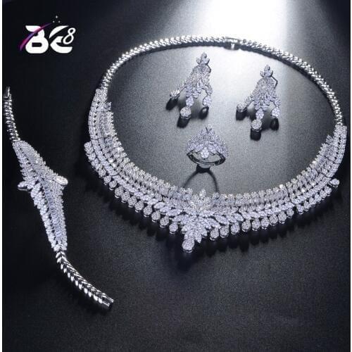 Be 8 Newest Luxury Bridal Wedding Jewelry Sets Women New Sparkling AAA Zircon Paved Copper Fashion Bridesmaid Jewelry Set S214