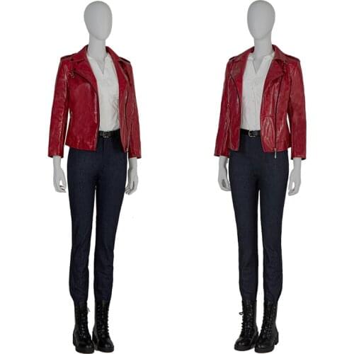 2021 Hot Game RE Infinite Darkness Halloween Claire Redfield Superheroine Costume Female Faux leather Jacket Cosplay Costume
