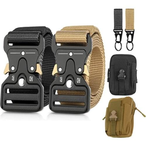 1pc Army Belt Tactical Military Nylon Waist Belt Quick Release Outdoor Hunting Strong Metal Buckle,Hunting Waist Molle Pouch Set