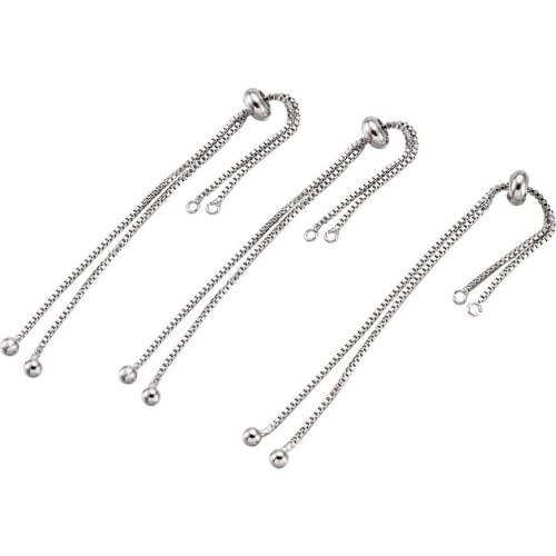 10Pcs Adjustable Slider Chain Real Platinum Plated Brass Box Chain Loops Connector For DIY Jewelry Bracelet Making Findings
