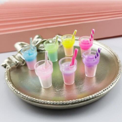 10pcs/pack Rainbow Color Beverages Bottle Charms 3D Milkshake Resin Charms Pendant for DIY Jewelry Making Accessories10*27MM