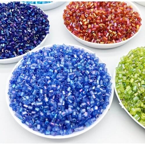 2mm 1300pcs/Lot Mini Glass Bugle Beads Czech Cylindrical Seed Tube For DIY Jewelry Knitting Embroidery Craft 20g