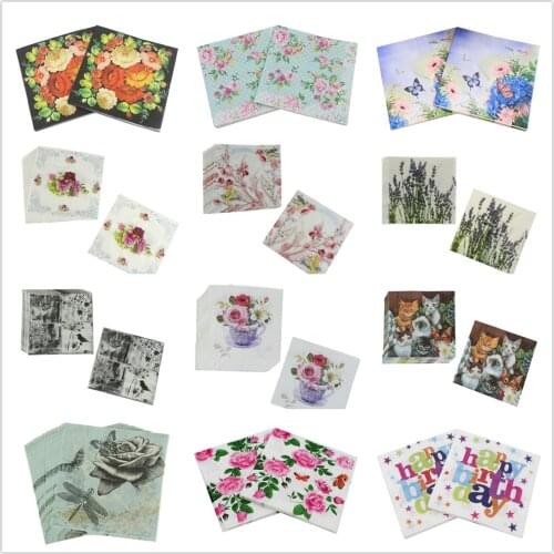 20pcs flowers Rose Paper Napkins Cafe&Party Tissue Napkins Decoupage Decoration Paper muti-styles unicorn animals