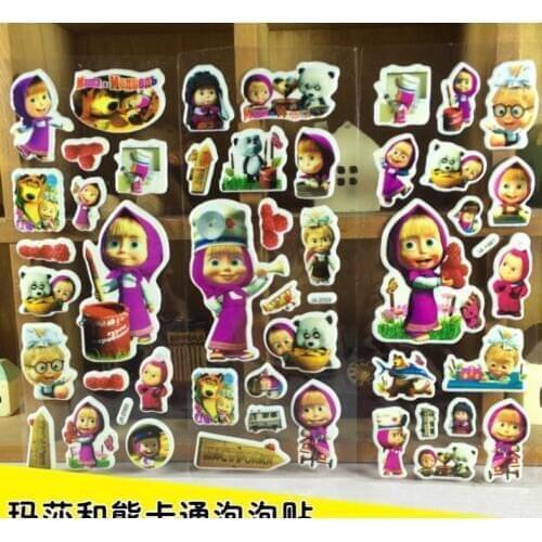 New 20 sheets/lot the girl and the bear 3D cartoon puffy stickers birthday party favor Stickers for Little Girls Boys Baby Gift
