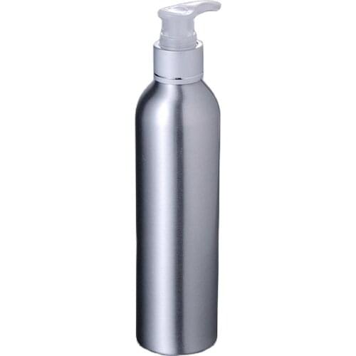 250ml Aluminium metal bottle silver collar pump for lotion emulsion serum foundation anit-uv essence skin care packing