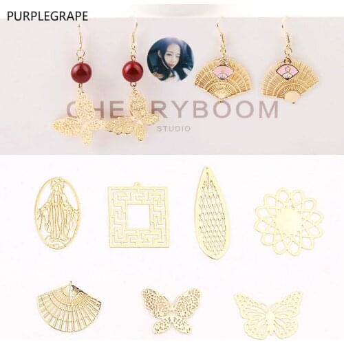 4pcs Copper Plated 18k Gold Earrings Pendant DIY Jewelry Accessories Hand Made Materials