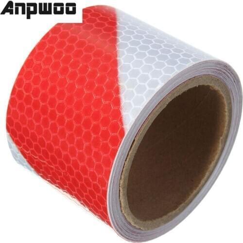 ANPWOO New Arrival 2"x10' 3 Meters Red White Reflective Safety Warning Conspicuity Tape Film Stickers
