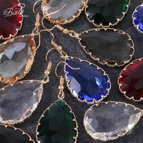 Badu Crystal Drop Transparent Drop Earrings Large Party Women Fashion Jewelry Polyhedral Refraction Crystal 7 Colors Any Choice